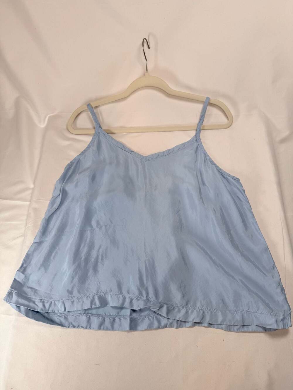 Athleta Quiet Luxury Calm Cool Cami Light Blue Silk V-Neck Adjustable Strap Cami